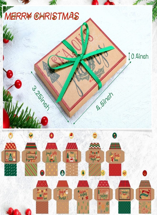 مارسبارك مجموعة مارسبارك المكونة من 48 قطعة من صناديق حامل بطاقات هدايا عيد الميلاد مع شريط، وأظرف نقود، وصناديق بطاقات لتزيين حفلات عيد الميلاد وتغليف الهدايا (نمط بسيط). - Image 4